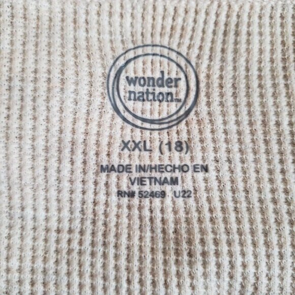 Wonder Nation Unisex Beige Stay Cozy Log Cabin Long Sleeve Waffle Knit Tee XXL - Picture 8 of 10